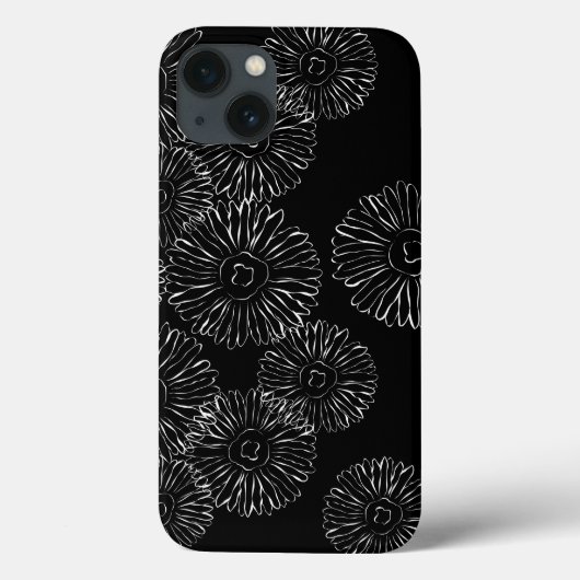 Abstracte bloemen, zwart en wit Case-Mate iPhone case (Achterkant)
