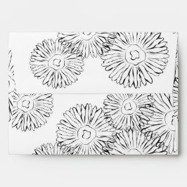 Abstracte bloemen, zwart en wit envelop