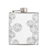 Abstracte bloemen, zwart en wit heupfles (Voorkant)