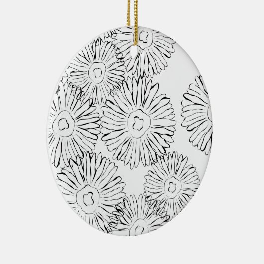 Abstracte bloemen, zwart en wit keramisch ornament (Rechts)