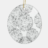 Abstracte bloemen, zwart en wit keramisch ornament (Links)