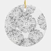 Abstracte bloemen, zwart en wit keramisch ornament (Achterkant)