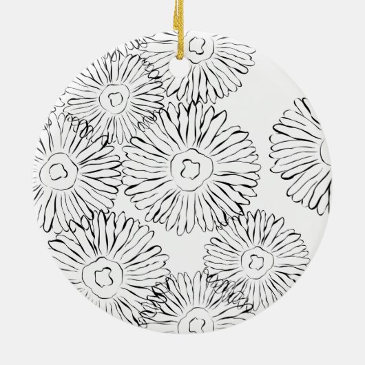 Abstracte bloemen, zwart en wit keramisch ornament (Achterkant)