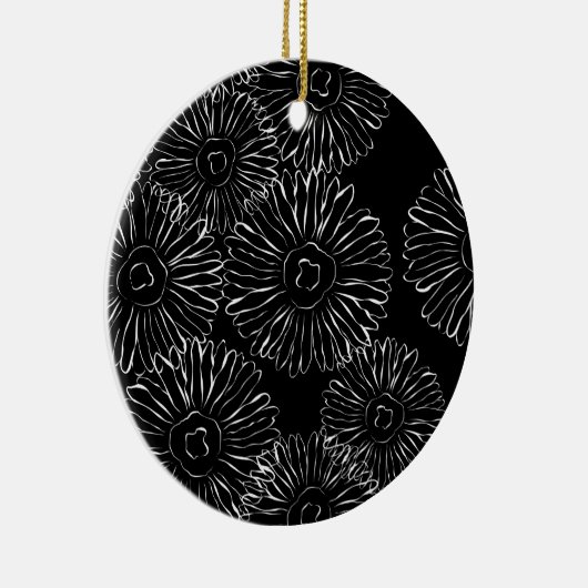 Abstracte bloemen, zwart en wit keramisch ornament (Rechts)