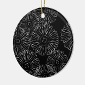 Abstracte bloemen, zwart en wit keramisch ornament (Links)