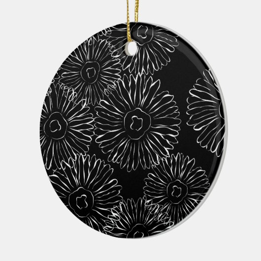 Abstracte bloemen, zwart en wit keramisch ornament (Links)