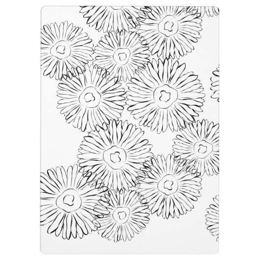 Abstracte bloemen, zwart en wit klembord (Achterkant)