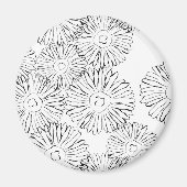 Abstracte bloemen, zwart en wit magneet (Voorkant)