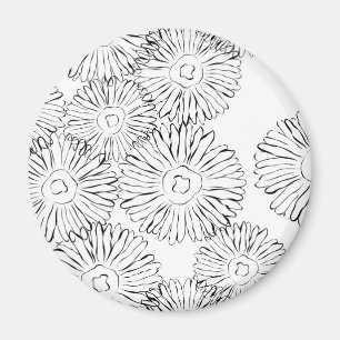Abstracte bloemen, zwart en wit magneet