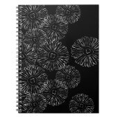 Abstracte bloemen, zwart en wit notitieboek (Voorkant)