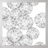 Abstracte bloemen, zwart en wit poster (Voorkant)
