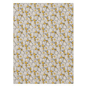 Abstracte Bloemen zwart geel blokdruk Tafelkleed (Voorkant)