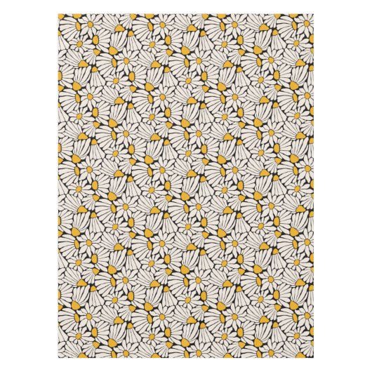 Abstracte Bloemen zwart geel blokdruk Tafelkleed (Voorkant)