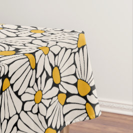 Abstracte Bloemen zwart geel blokdruk Tafelkleed