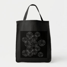 abstracte bloemen, zwart-wit tote bag