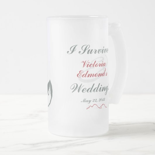 Abstracte bloemenbruiloft souvenir matglas bierpul (Voorkant rechts)