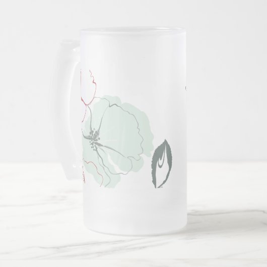 Abstracte bloemenbruiloft souvenir matglas bierpul (Voorkant links)