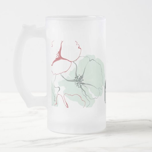 Abstracte bloemenbruiloft souvenir matglas bierpul (Links)