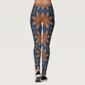 Abstracte bloemencaleidoscoop donkerblauw sinaasap leggings (Achterkant)