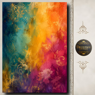 Abstracte bloemendamask decoupage juweeltonen tissuepapier