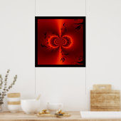 Abstracte Bloemendroom Rode & Zwarte Print (Keuken)
