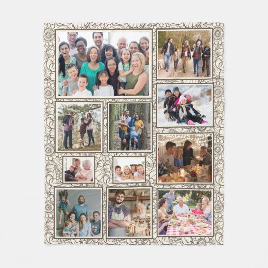  Abstracte Bloemenfamilie 11 Fotocollage Fleece Deken (Voorkant)