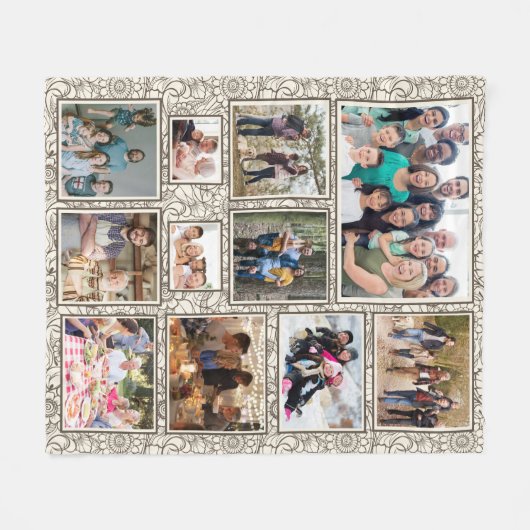  Abstracte Bloemenfamilie 11 Fotocollage Fleece Deken (Voorkant (Horizontaal))