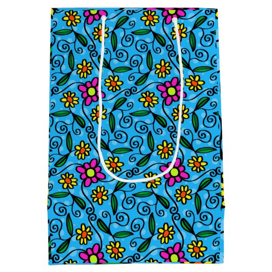 Abstracte bloemengeschenkzak medium cadeauzakje (Achterkant)