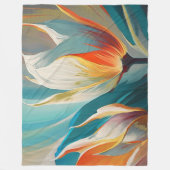 Abstracte bloemengloed in turquoise en oranje fleece deken (Voorkant)