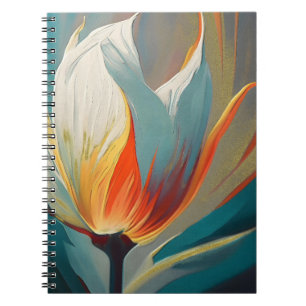 Abstracte bloemengloed in turquoise en oranje notitieboek