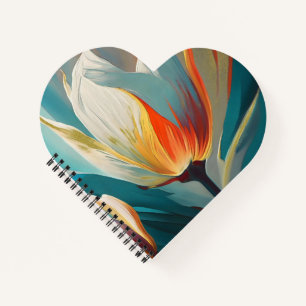Abstracte bloemengloed in turquoise en oranje notitieboek