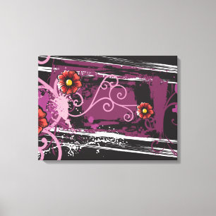 Abstracte bloemengrunge canvas afdruk