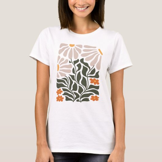 Abstracte bloemenharmonie met natuurlijke accenten t-shirt (Voorkant)