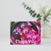 Abstracte bloemenkaart met roze margrieten bedankt briefkaart (Staand voorkant)