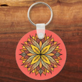 Abstracte bloemenkleurige bloemen sleutelhanger (Voorkant)