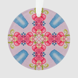 Abstracte Bloemenkruis Acryl Ornament