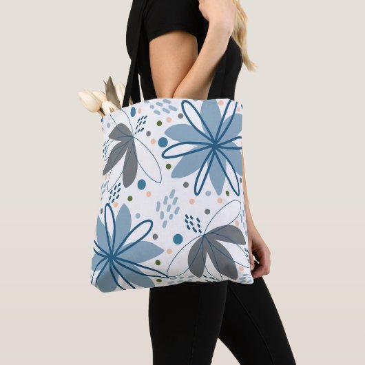 Abstracte bloemenkunst boodschappentas tote bag (Dichtbij)