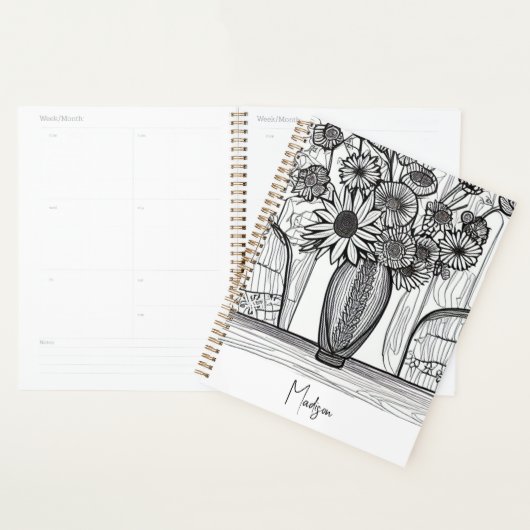 Abstracte Bloemenkunst niet gedateerd 2024 Nieuwja Planner (Display)