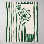 Abstracte Bloemenlijn Art Green Trendy Botanical Poster (Voorkant)