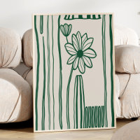 Abstracte Bloemenlijn Art Green Trendy Botanical