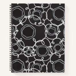 ABSTRACTE BLOEMENMATRIX IN ZWART NOTITIEBOEK