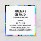 Abstracte bloemennagel artiest salon penseelstreke vierkante visitekaartje (Achterkant)