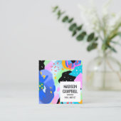 Abstracte bloemennagel artiest salon penseelstreke vierkante visitekaartje (Staand voorkant)