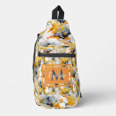 Abstracte bloemenneutrale aardetinten Naam Monogra Sling Bag (Voorkant)