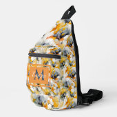Abstracte bloemenneutrale aardetinten Naam Monogra Sling Bag (Rechterhoek)