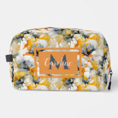 Abstracte bloemenneutrale aardetinten Naam Monogra Toilettasje (Voorkant)