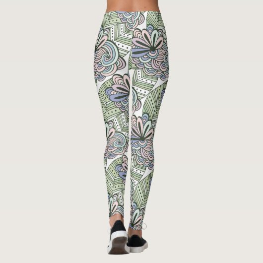 Abstracte bloemenpatroon leggings (Achterkant)