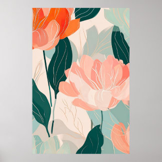 Abstracte bloemenpatroonillustratie poster