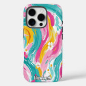 Abstracte bloemenpenseelstreken Case-Mate iPhone case (Achterkant)
