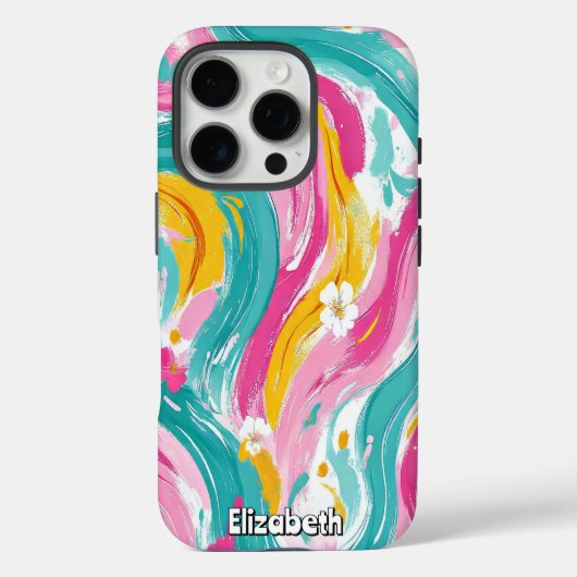 Abstracte bloemenpenseelstreken Case-Mate iPhone case (Achterkant)